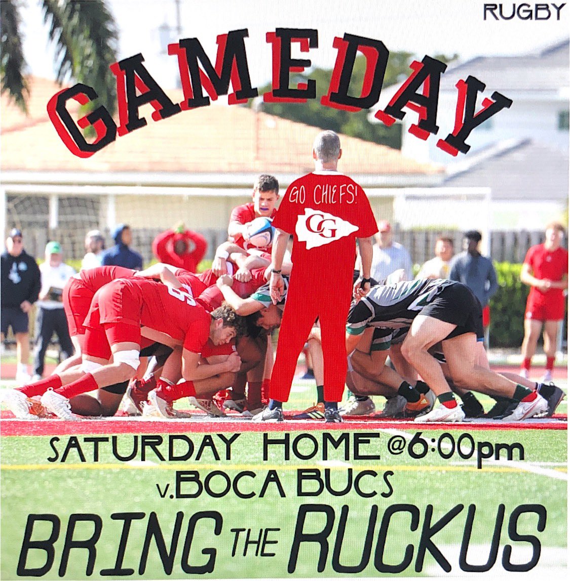 BIG RUGBY GAME!! Tomorrow @ home vs. the Boca Bucs!! Show out at 6 and #BRINGTHERUCKUS