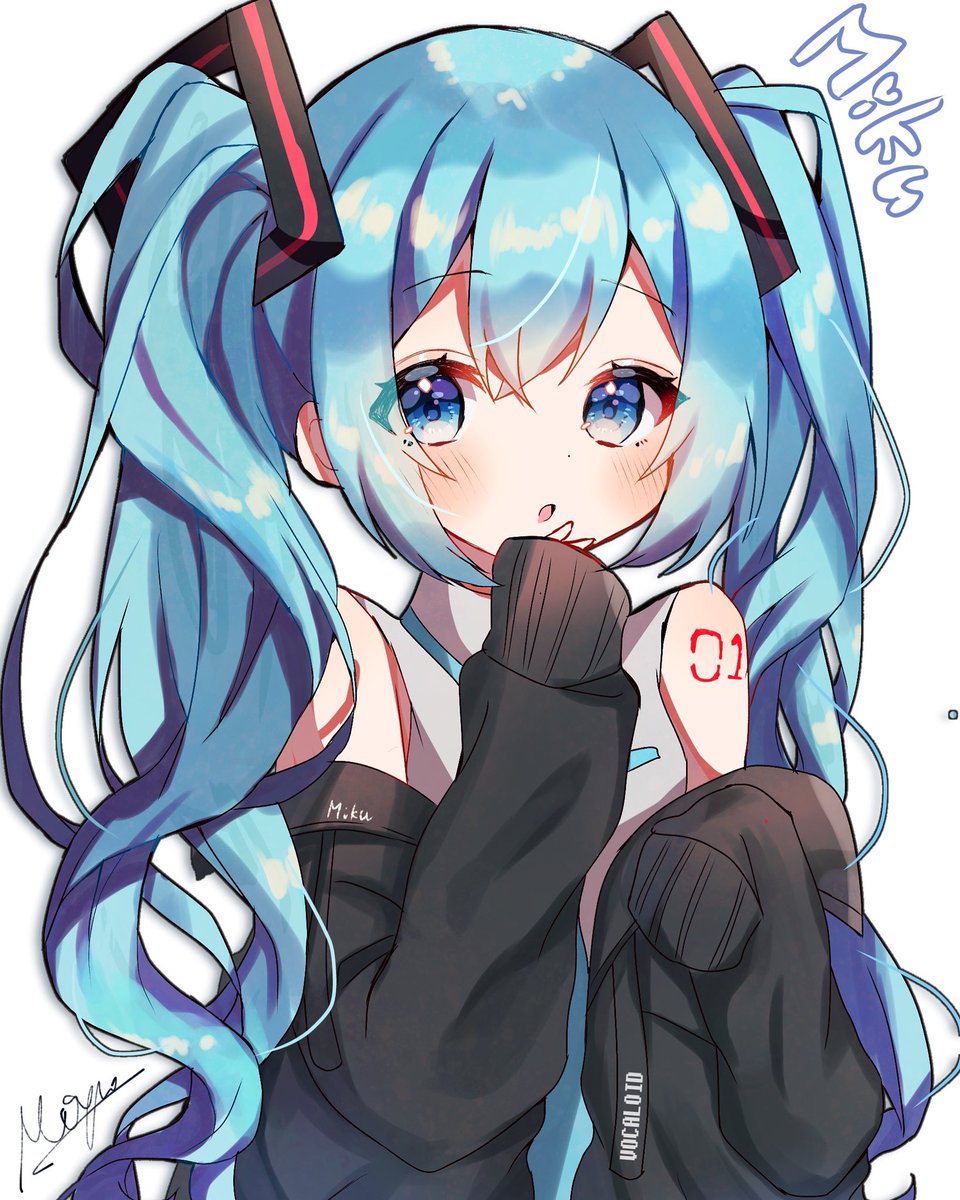 初音ミク「#絵描きさんと繋がりたい 
垢作りたてのばぶちゃんです…初音ミクが好きです‼️ 」|湊月もゆ🌻のイラスト