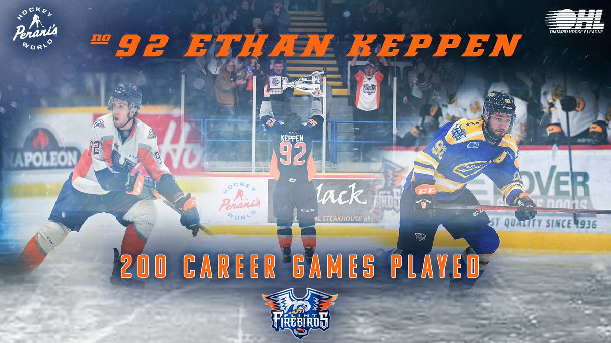 Game # 2️⃣0️⃣0️⃣ is official!!

Congratulations to Ethan Keppen (<a href="/EthanKeppen92/">Ethan Keppen</a>), the 5th Firebird in franchise history to record 200 career games played!! #FFF #WeAreFlint