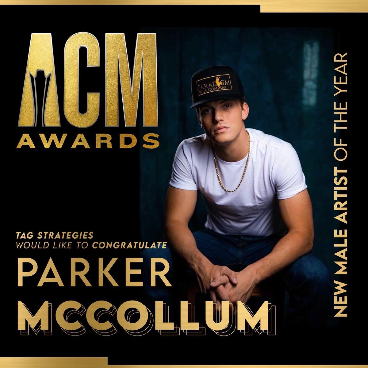 tagstrategiesco's tweet photo. Congrats to our guy @ParkerMcCollum on winning @ACMawards New Male Artist of the Year! 🚀 #GoldChainCowboy https://t.co/h7dREyRJd8