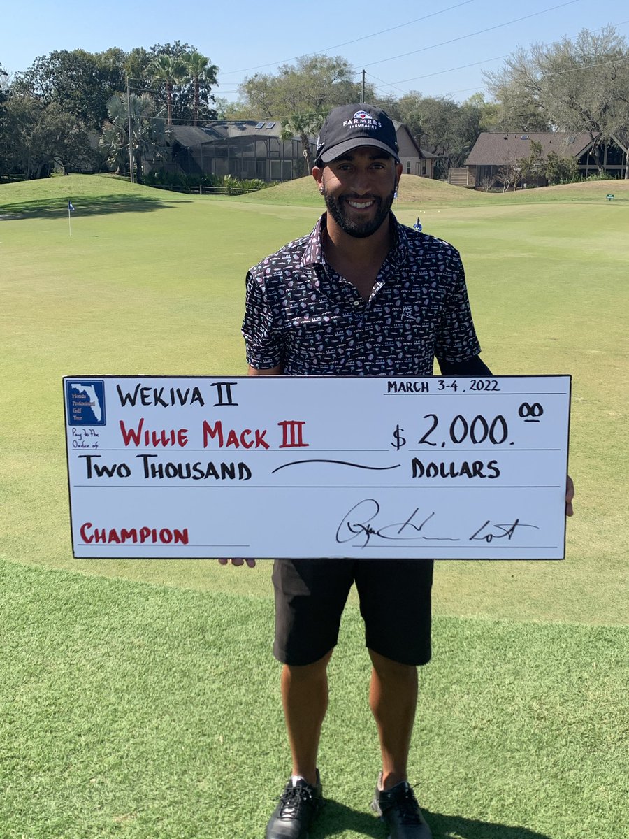 Congratulations to Willie Mack III on his victory today at Wekiva . Willie had rounds of 64-69 to finish at -11 under par win by four over Thomas Longbella and Austin Hitt. Willie picks up his second victory in a row and takes home $2k for the win