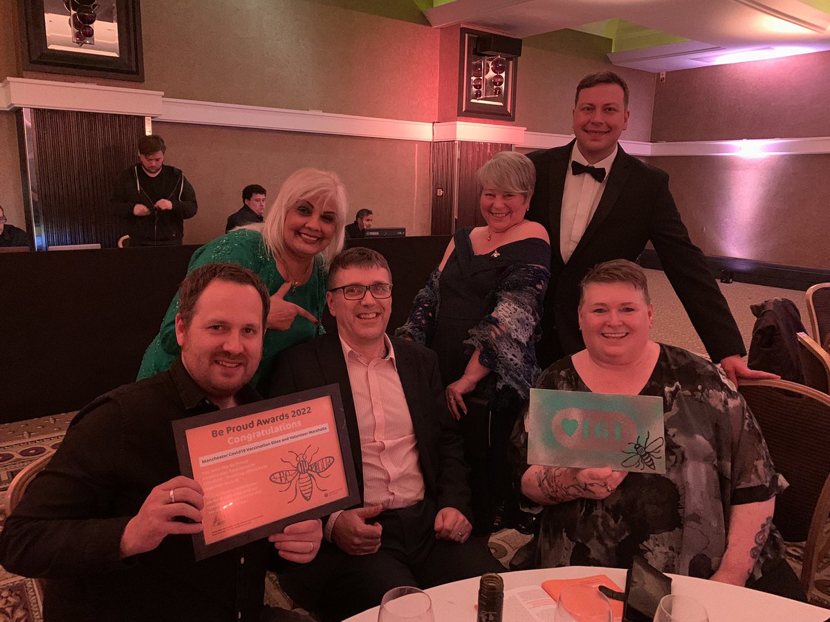 JoMidge's tweet photo. Very pleased to see Mcr Covid Volunteer Marshalls get deserved recognition for their hard work tonight #BeProud22 Our phenomenal vaccination programme that has saved countless lives would not have been possible without them ❤️ @Val_BB @doctormkumar @ManchesterHCC https://t.co/RKwNrwQ5ia