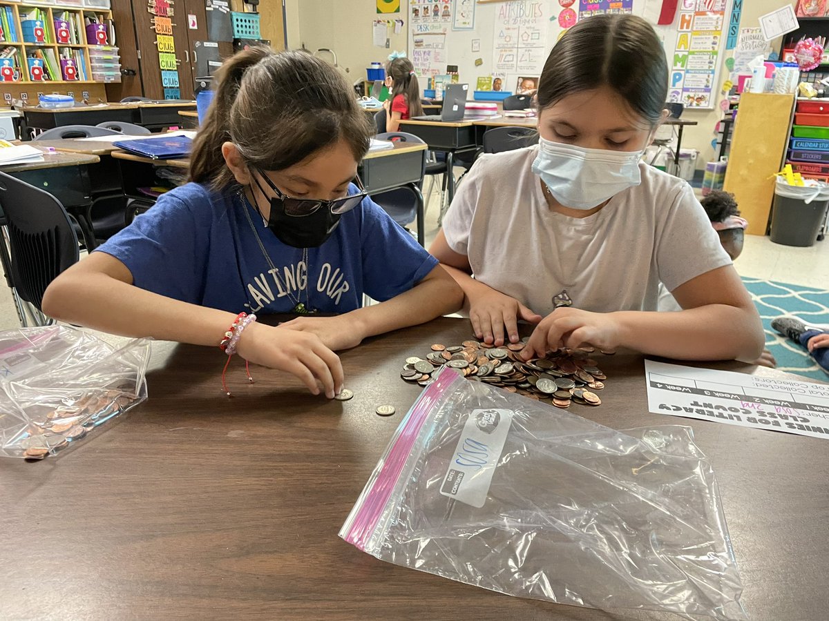 mrsmartinezkids's tweet photo. First Friday Pennies for Literacy collection was a success!!! Our @NISDBOONE leaders got to work on counting the change- #mathpractice . They were so excited and our @NISDBOONE community stepped up big time!!! @MrsBeltaifa class is leading the charge ❤️👏🏻💰 https://t.co/SgtBUPdwSJ
