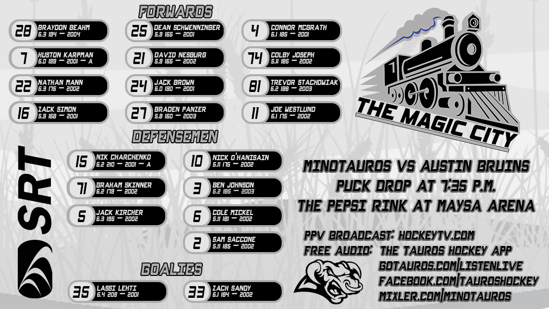 Minot Minotauros on Twitter "Here are tonight's Tauros starting lines