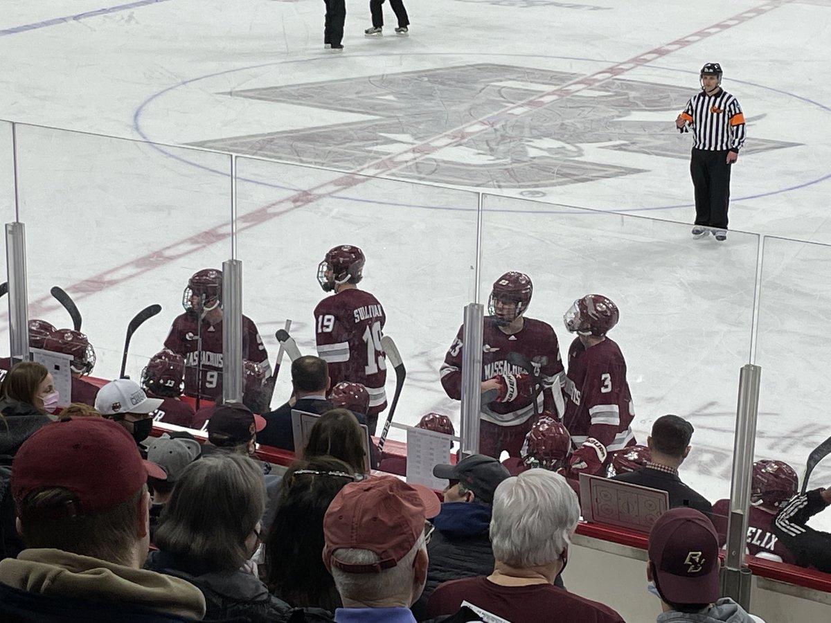 My son and I are excited to see ⁦<a href="/BC_MHockey/">BC Men's Hockey</a>⁩ take on ⁦<a href="/UMassHockey/">UMass Hockey</a>⁩ tonight. This is our first time ever seeing the #9 Minutemen on the ice. Friday Night on the Heights!! ⁦⁦<a href="/hockey_east/">Hockey East</a>⁩