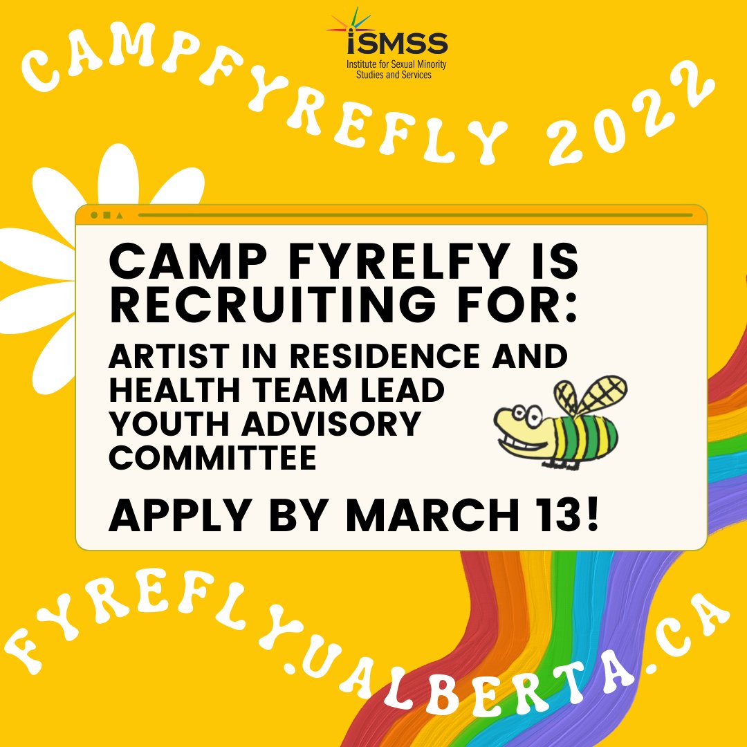 fyrefly_ua's tweet photo. Create a positive impact in the lives of 2SLGBTQ+ youth! Apply to be Camp fYrefly (Alberta North)'s Artist in Residence, Health Team Lead, or join the Youth Advisory Committee! 

To apply, visit: https://t.co/akYCIoLYI2

#2slgbtq #campfyrefly #youth  #ismss #alberta #support https://t.co/VXlRT117Mg