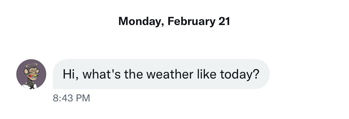 imJDMJEM's tweet photo. For all of you that are wondering the weather is great. Please stop asking. #fakeapes #spam #bayc https://t.co/FRBtFhlGgs