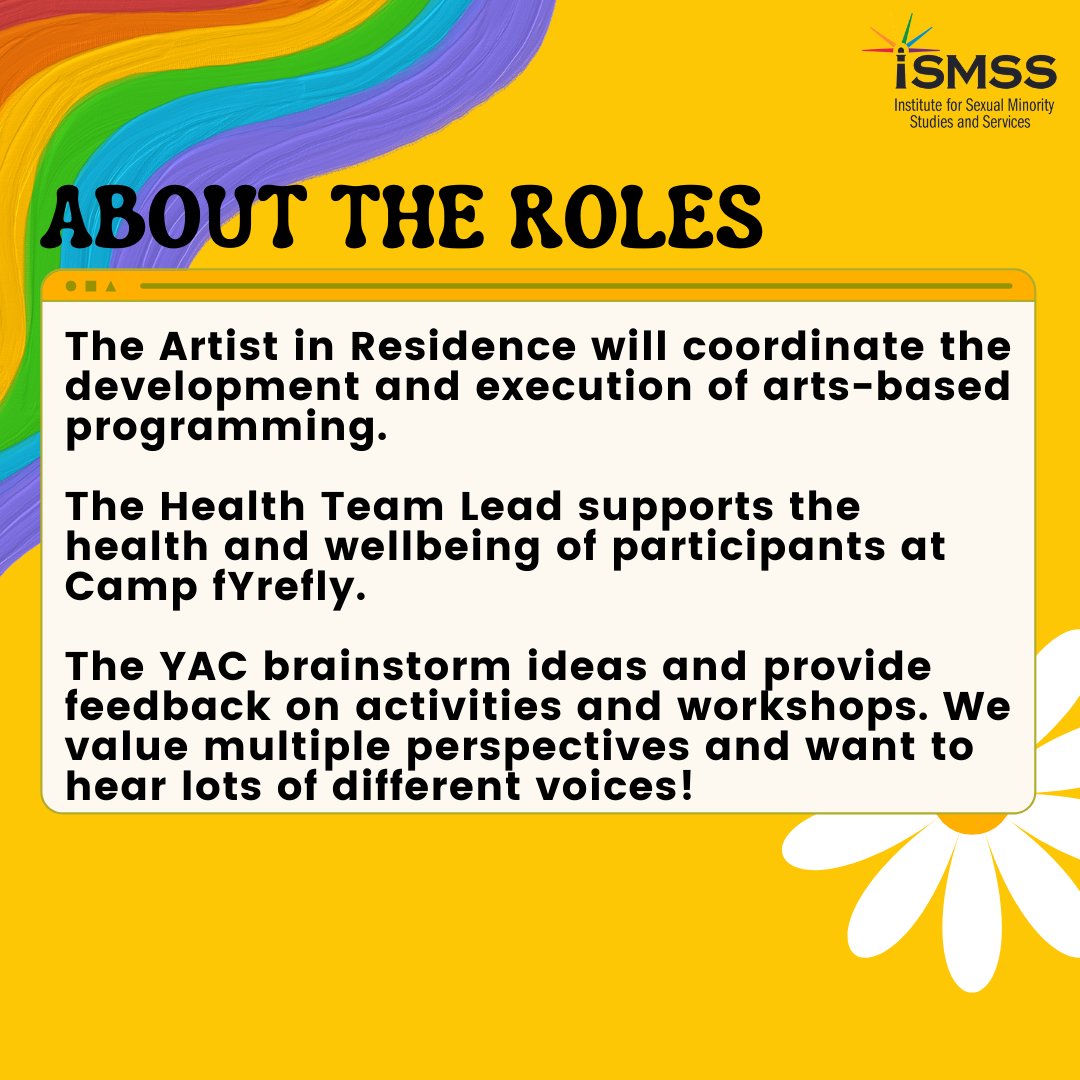 fyrefly_ua's tweet photo. Create a positive impact in the lives of 2SLGBTQ+ youth! Apply to be Camp fYrefly (Alberta North)'s Artist in Residence, Health Team Lead, or join the Youth Advisory Committee! 

To apply, visit: https://t.co/akYCIoLYI2

#2slgbtq #campfyrefly #youth  #ismss #alberta #support https://t.co/VXlRT117Mg