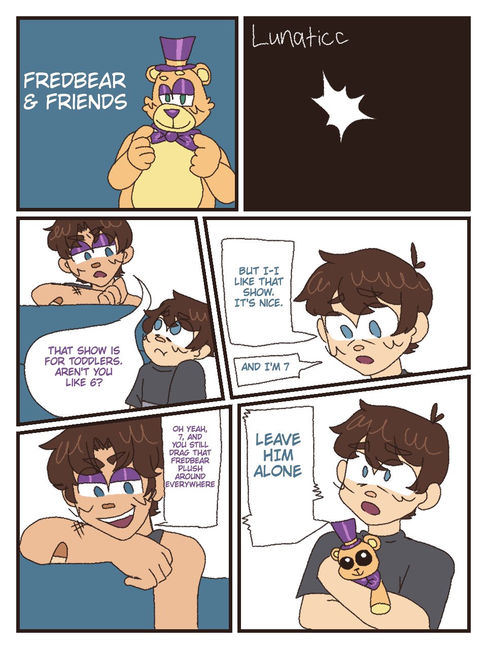 Lunaticc 🌙 (comms open!) on X: Finally a comic series. This is part 1 of  my new comic Just Like Me. It's a fnaf AU that takes place in both fnaf 4