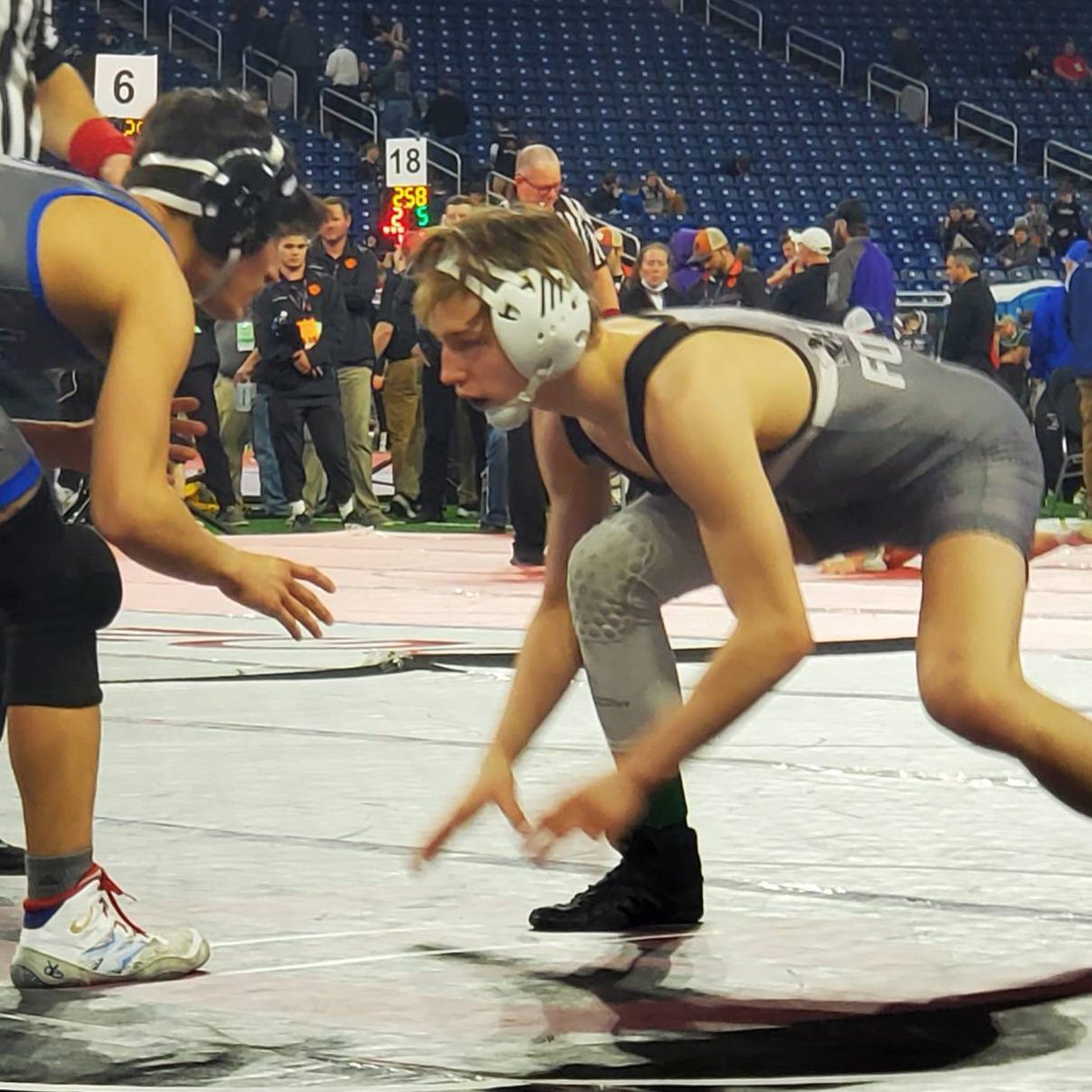 Owen Foster (Holland West Ottawa) 46-3 won by decision over Luke Jaworski (White Lake Lakeland) 31-6 (Dec 9-8)

Owen is now an All-State wrestler.
#GOWO #pantherstyle