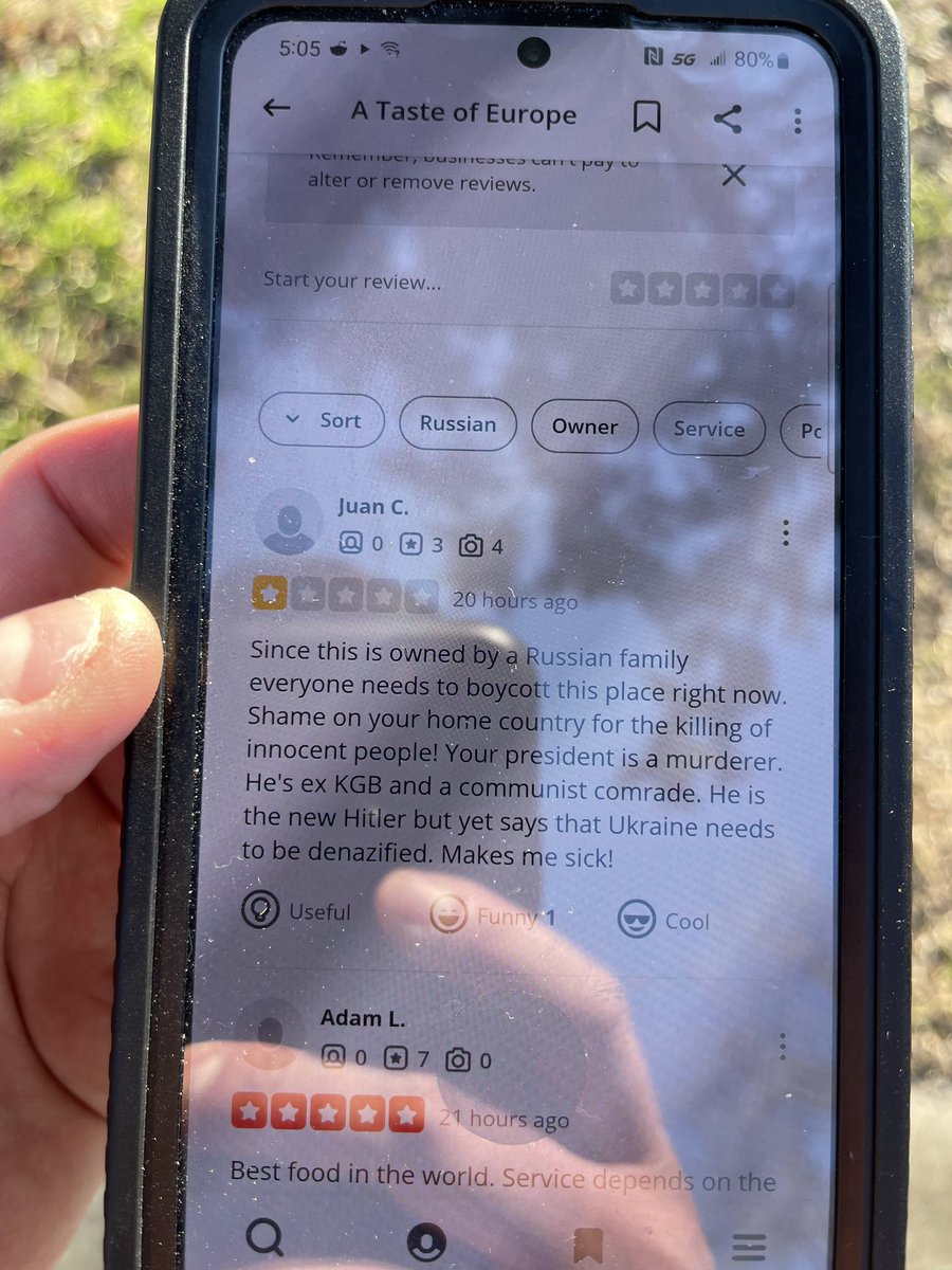 razzleDazzle667's tweet photo. If yall live in Arlington please support Taste of Europe right now. My friend owns the place and they’ve been receiving really shitty harassing calls and reviews https://t.co/4nbKhfYxlC