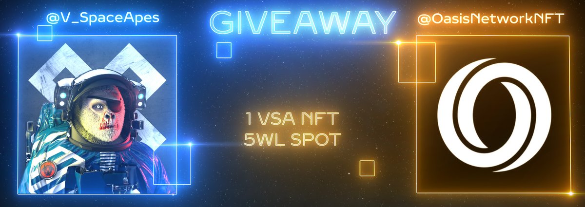 TopChainsNFTs's tweet photo. 🎁NEW #NFTGiveaway🎁

@V_SpaceApes ⚡️
⁃1 VSA NFT 🐵
⁃5 WL SPOTS 🎫 

To enter:
1️⃣Follow @OasisNetworkNFT
2️⃣Follow @V_SpaceApes
3️⃣Like &amp; RT❤️
4️⃣Join: https://t.co/zKN9PDv0u3
 
(Ends in 48h⏳)

#NFT #NFTGiveaways #NFTs #OasisNetwork #NFTdrop https://t.co/HPDrmXIpgd
