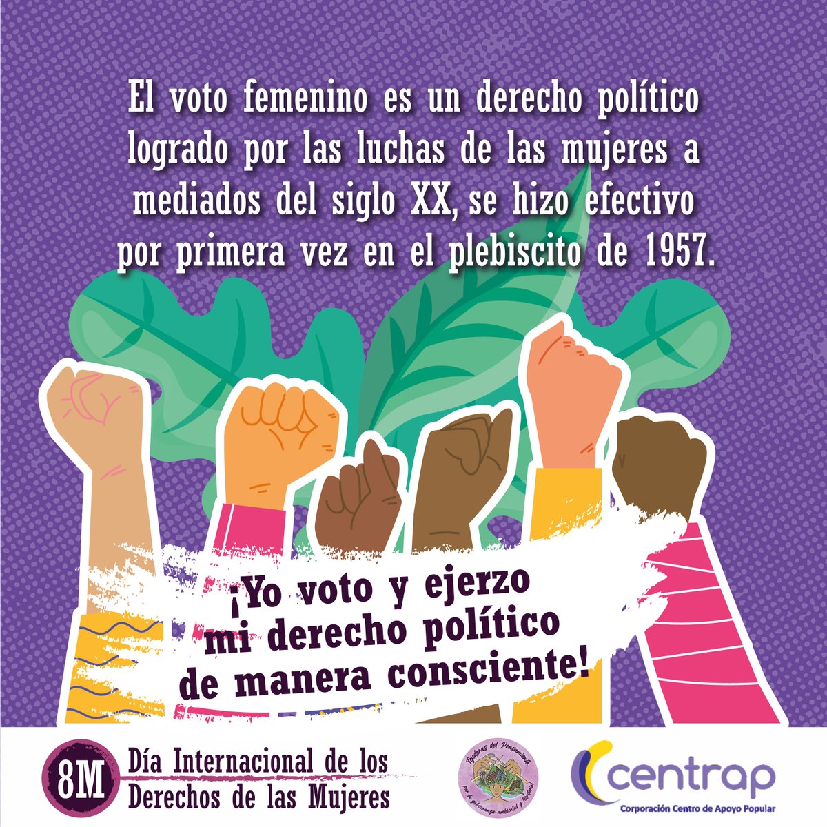 ¡Yo voto y ejerzo mi derecho político de manera consciente!
8 de Marzo, Día Internacional de los Derechos de las Mujeres.
#8M
#votoconsciente