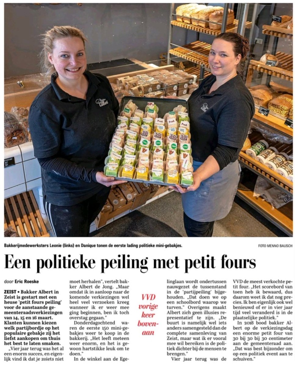 Een politieke peiling met petits fours. Bakker Albert in Zeist is er weer mee gestart! 
<a href="/gemeentezeist/">Gemeente Zeist</a> 
In #Telegraaf_Utrecht