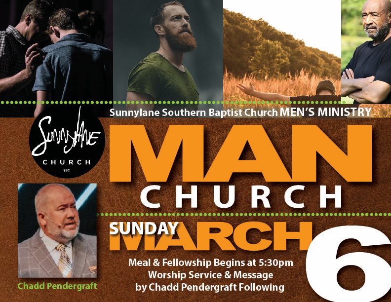 DGpreacher's tweet photo. Looking forward to Man’s Church Sunday night! Thankful to have my dear friend @pastorchadd preaching the Word for us! Praying for a mighty move of God! @Sunnylanesbc https://t.co/V2SYwK7NVt