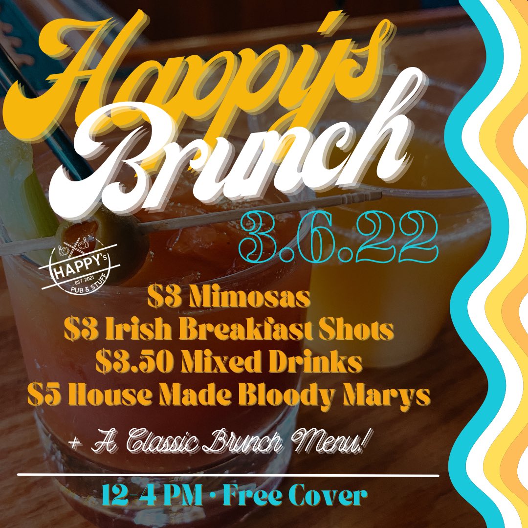 We hope everyone will be joining us for another Happy’s Brunch this Sunday! 

To spice it up we wanna give away a free brunch meal to use this Sunday to TWO lucky customers.

To enter: Follow, RT, and tag your brunch squad. Two winners will be chosen tomorrow! 🍾🥂