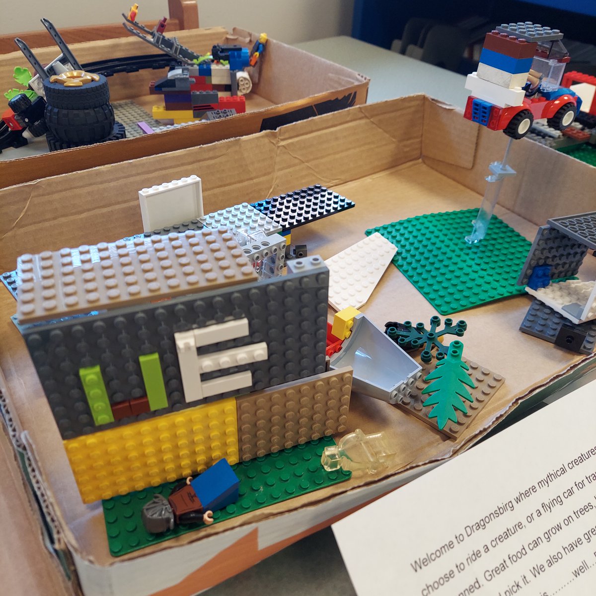 UES_Library's tweet photo. Second Grade friends may be future city planners. How would you like to have walk up health bars, free daycare centers and use dragons for transportation?  @UEStars @LEGO_Education #imagination https://t.co/l3uvpnWEta