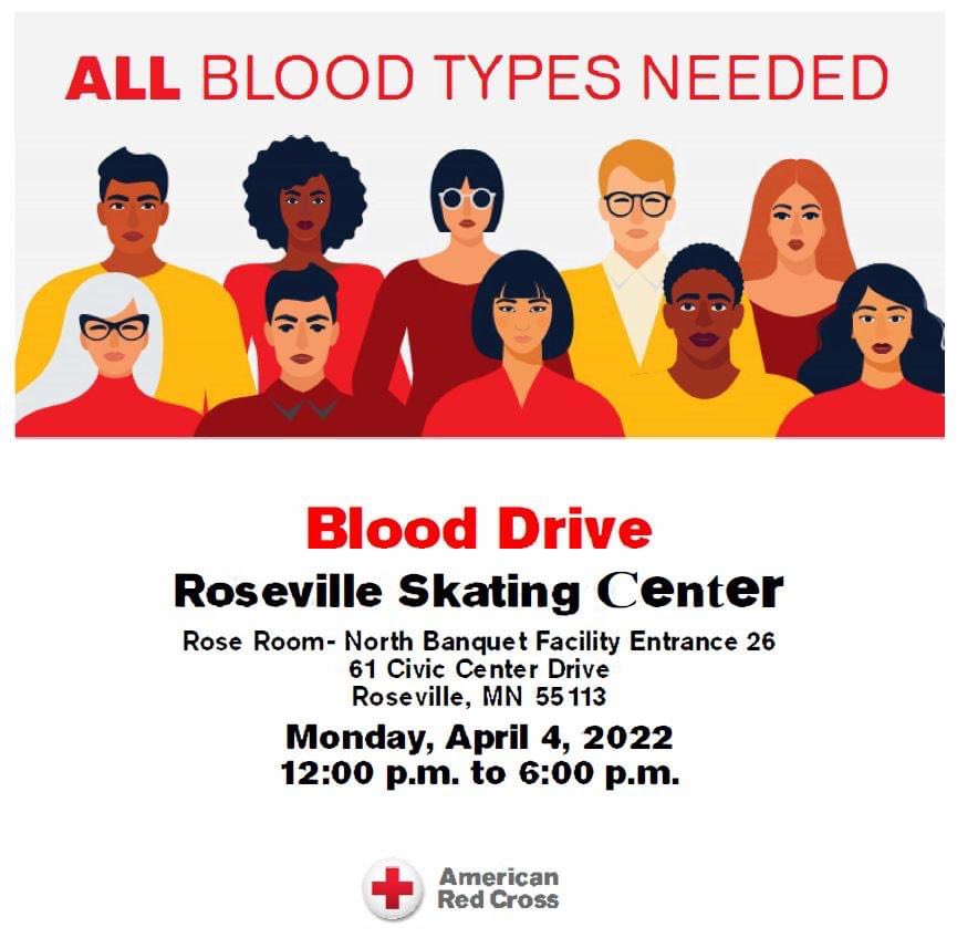 RosevilleParks's tweet image. Community Blood Drive Alert ❗️❗️ Roseville Skating Center will be hosting another American Red Cross Blood Drive next month. Appointments are currently available, sign up today! 📝

View appointment times here: redcrossblood.org/give.html/driv…