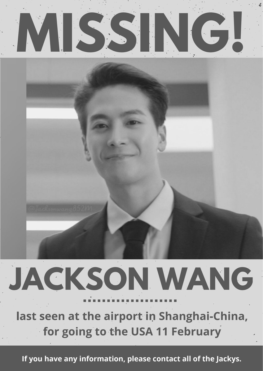 Jacksonwang852M's tweet photo. where are u @JacksonWang852 .. we miss u so fcking bad .. someone find him for us, if see our king please let us know 😭💔
#FindingJackson #JacksonWang
#王嘉尔 #잭슨 #TEAMWANG #GOT7 https://t.co/sdy73zxTrK