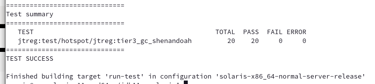 Just took a look into the newly available Solaris 11.4 CBE on AMD64. One additional small patch was needed to get JDK 8 and JDK11 built on it vs. 11.4 GA. Shenandoah is still working as it should.