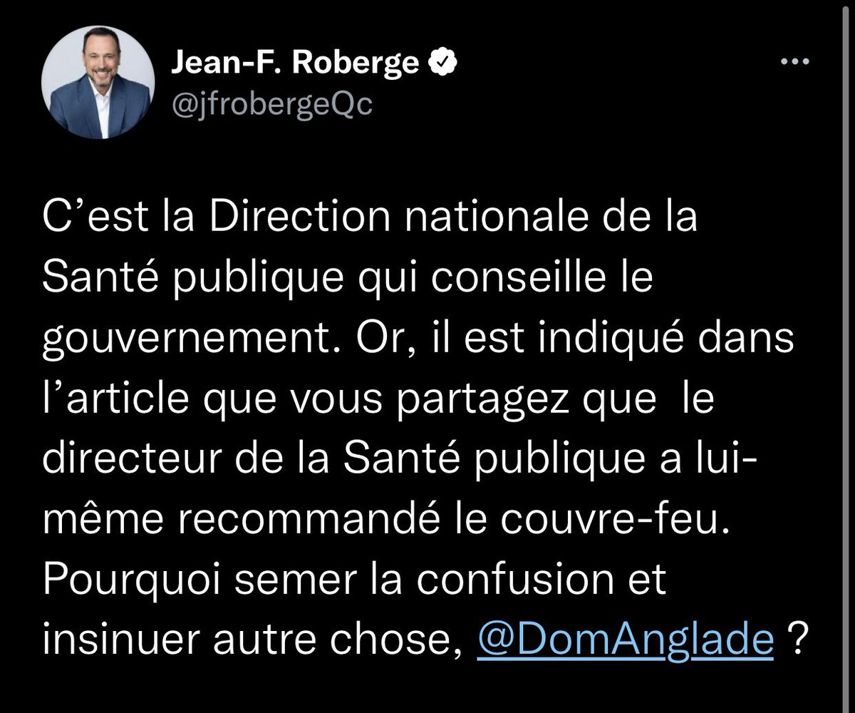 ThomasGerbet's tweet photo. Sortie groupée d’au moins 7 ministres contre Dominique Anglade qui accuse François Legault d’avoir menti aux Québécois au sujet du couvre-feu. Elle affirme qu’il ne s’agissait pas d’une recommandation de la santé publique. [NOTE : on n’a pas de preuve de cette affirmation] #polqc https://t.co/yavXwGCyEZ