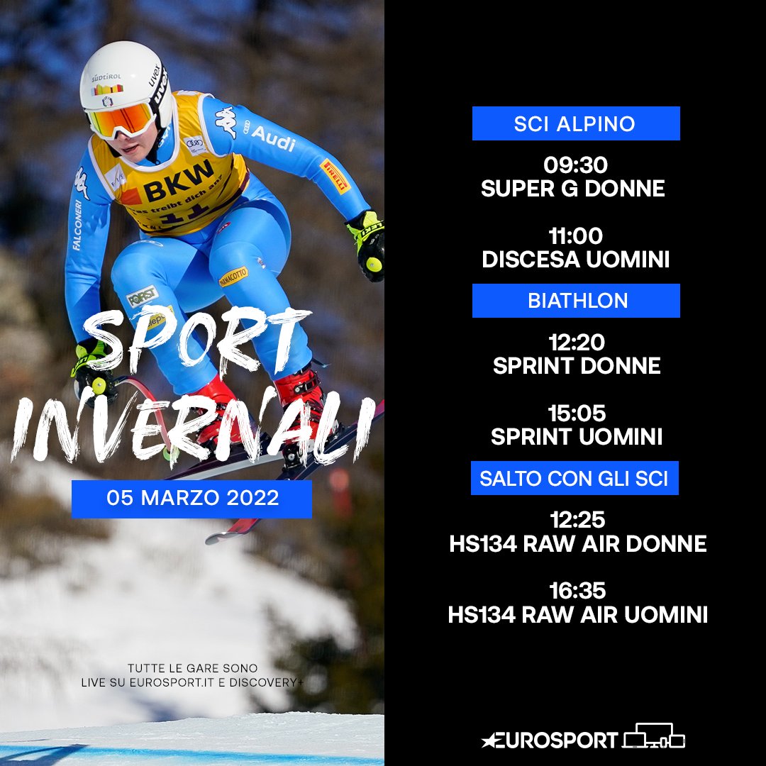 Eurosport IT (@eurosport_it) on Twitter photo Un sabato sulla neve con gare imperdibili: il SuperG femminile e la discesa maschile!! โ๏ธ๐ฟ
๐ด Segui le gare LIVE su eurosport.it ed <a href="/discoveryplusIT/">discovery+ Italia</a> ๐ป๐ฅ๏ธ๐ฑ
#EurosportSCI | #EurosportBIATHLON Un sabato sulla neve con gare imperdibili: il SuperG femminile e la discesa maschile!! โ๏ธ๐ฟ
๐ด Segui le gare LIVE su eurosport.it ed <a href="/discoveryplusIT/">discovery+ Italia</a> ๐ป๐ฅ๏ธ๐ฑ
#EurosportSCI | #EurosportBIATHLON