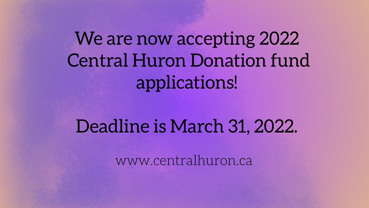 CentralHuron's tweet photo. The 2022 Central Huron Donation fund applications are open. Submission details are available on our website! Don't miss out on this exciting opportunity for your organization! 
https://t.co/dT3DVk8TCY
#centralhuron #notforprofit #applytoday https://t.co/ch1zgT7HCh