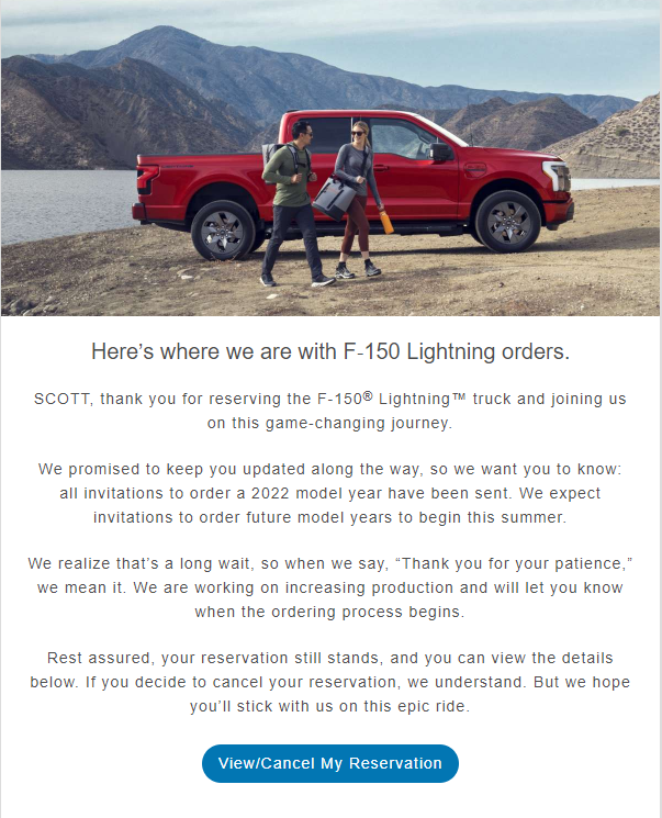 Switching to EV's are the solution to our current oil crisis? Even if I'd gotten my reservation, I'm not sure I could've afforded it.  No hate for those that embrace EV's, but I couldn't switch now if I wanted to.  Keeping my Turbo #Ford #F150 and $$enjoying$$ every mile for now.