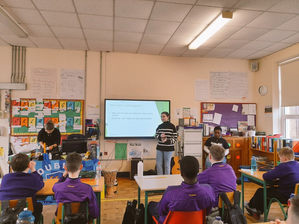 UCDExplore's tweet photo. So much fun during the week 2 sessions of #LawInTheClassroom for pupils and @UCDLawSchool students. We learned all about #childrenrights, strong and weak arguments, and the reasons we go to court.
Looking forward to preparing for #MootCourt next week😊 #RoleModels #SeeOneBeOne https://t.co/PeSKppMHTB