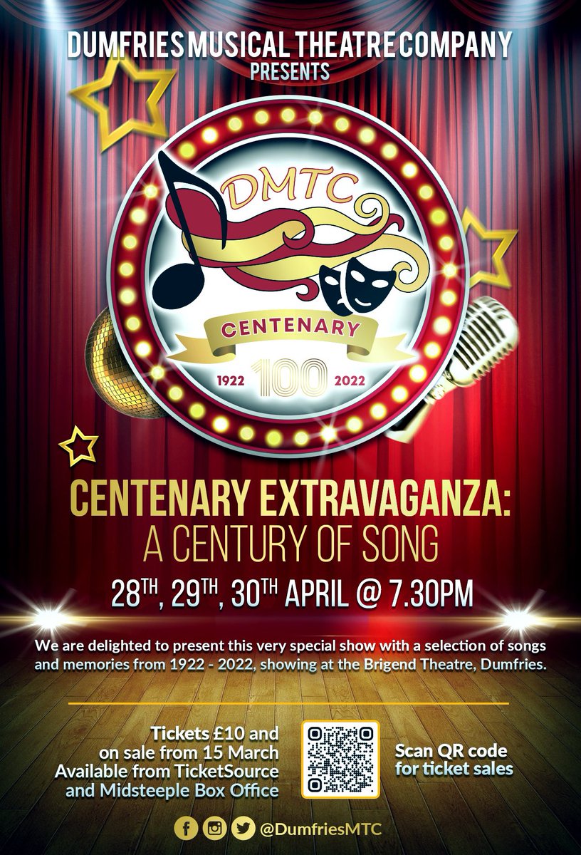 🎵 Centenary Extravaganza: A Century of Song 🎵 

We are delighted to present this very special show with a selection of songs and memories from 1922 – 2022, showing at the Brigend Theatre from 28th – 30th April 2022.

Tickets on sale 15th March via <a href="/Midsteeple/">MidsteepleBoxOffice</a> &amp; TicketSource 🎟