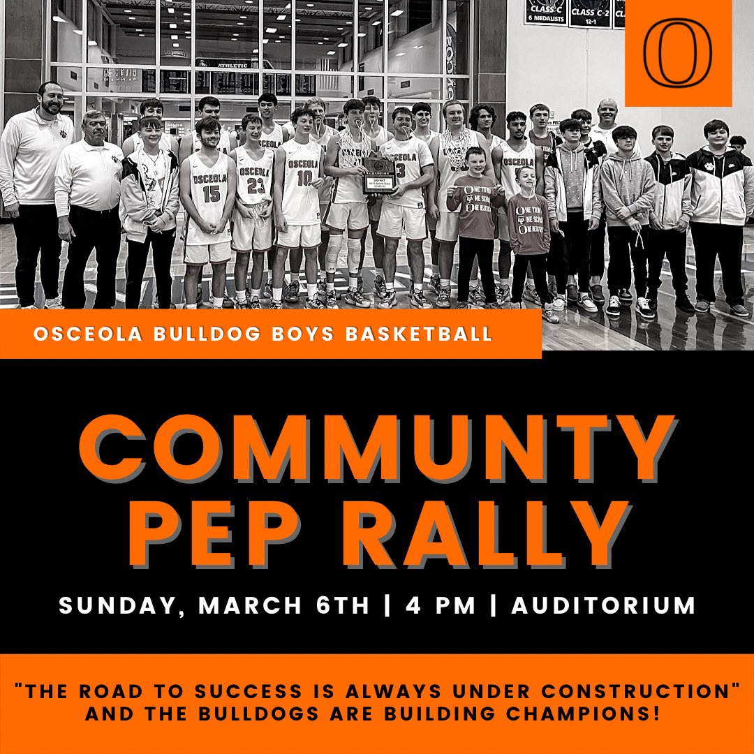 Come celebrate the <a href="/OsceolaBoys/">Osceola Boys Basketball</a> earning a spot in the State Tournament with us! 🐾🏀