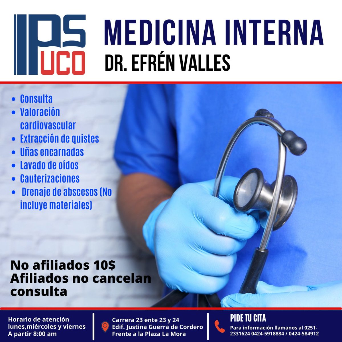 apuclagremio's tweet photo. Dr. Efrén Valles médico internista, ofrece consultas y valoración cardiovascular.

CONSULTA a precios del año pasado. 
No afiliados y público en general: 10$
Afiliados: no cancelan la consulta y no afecta su cupo ambulatorio.

#medicinainterna #salud #ipspuco #adulto #valoracion https://t.co/ONj3uKpX2D