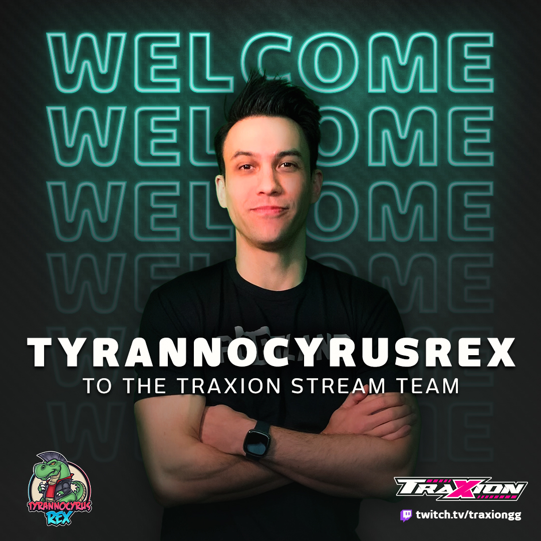 What better way to celebrate the release of #GT7 than with a stream team announcement?!

Please welcome <a href="/rex_tyranno/">TyrannoCyrusRex</a> to the Traxion Twitch team!

He'll be streaming Mondays at 6:30pm PST starting on the 7th, right after this weekend!

🟣 twitch.tv/traxiongg 🟣