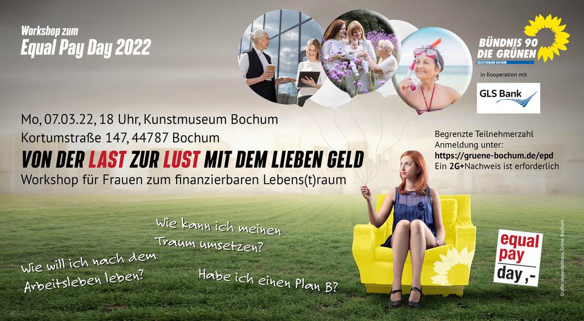 gruenebochum's tweet photo. In Kooperation mit der @glsbank veranstalten wir anlässlich des Equal Pay Days den Workshop „Von der Last zur Lust mit dem lieben Geld“ – am 7. März um 18 Uhr im Kunstmuseum Bochum. Anmeldung über https://t.co/CfOJC0BIEM oder per DM. 📬🦔 Wir freuen uns auf euch! https://t.co/g6tKYjUL0f