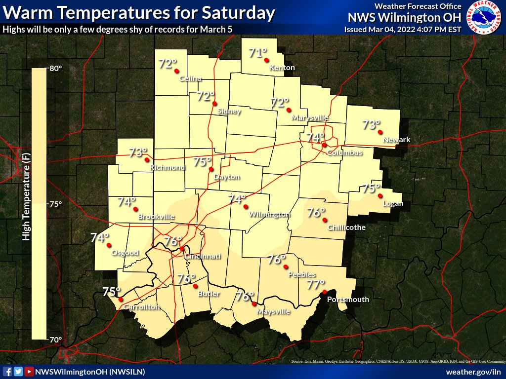 NWS Wilmington OH on Twitter "Warm conditions are expected tomorrow