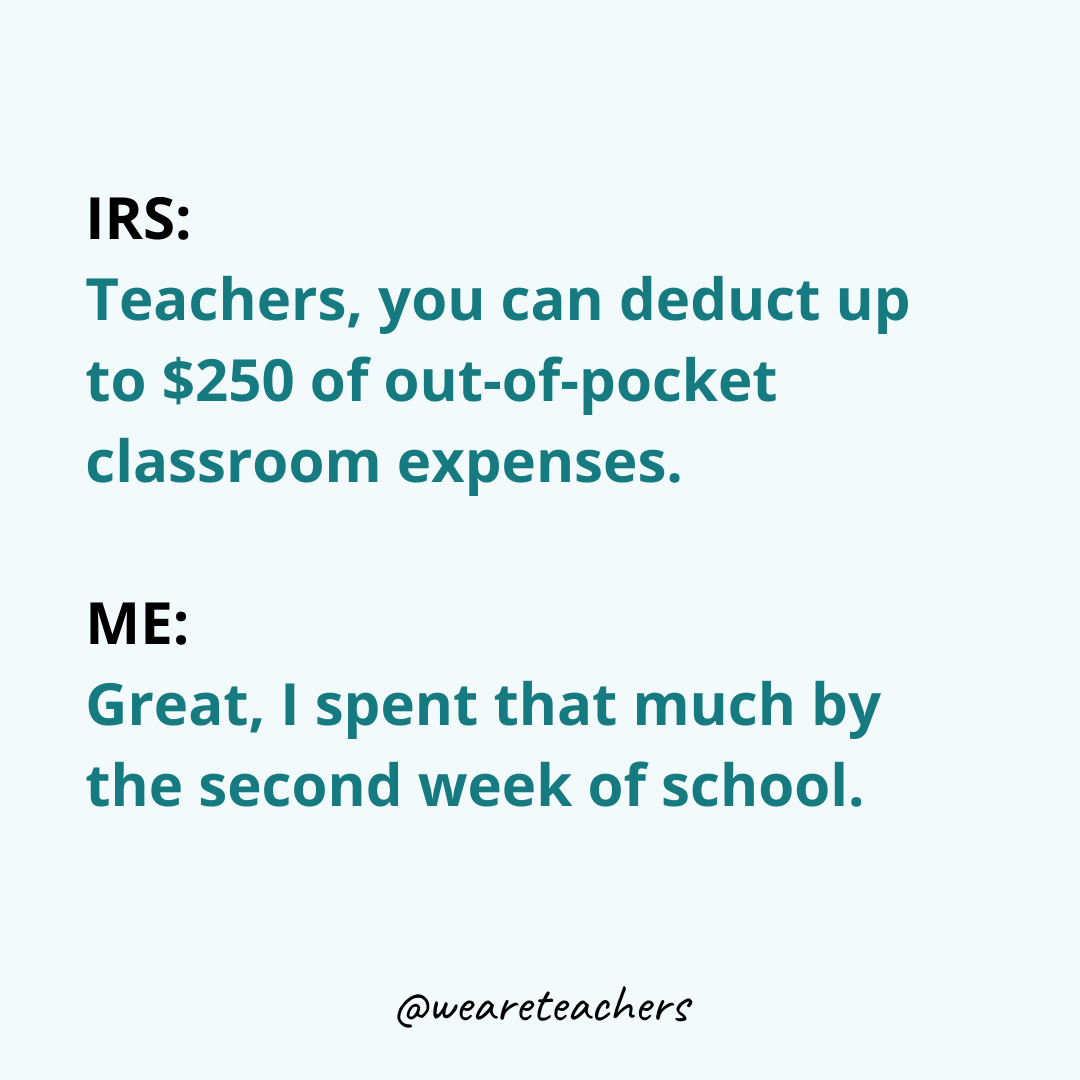 WeAreTeachers's tweet photo. Thanks for the $250 though. https://t.co/HsEFmZMS0g
