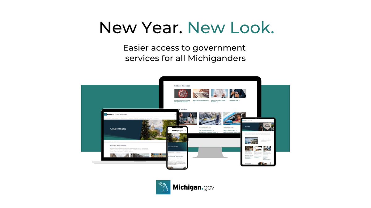 MIAttyGen's tweet photo. A new year, a new look! We will be launching a new website in the coming weeks as part of a multi-year statewide project that modernizes websites across @migovernment. Learn more https://t.co/xBblFx32pL. #MiGovDigital https://t.co/M44vzm0WuL