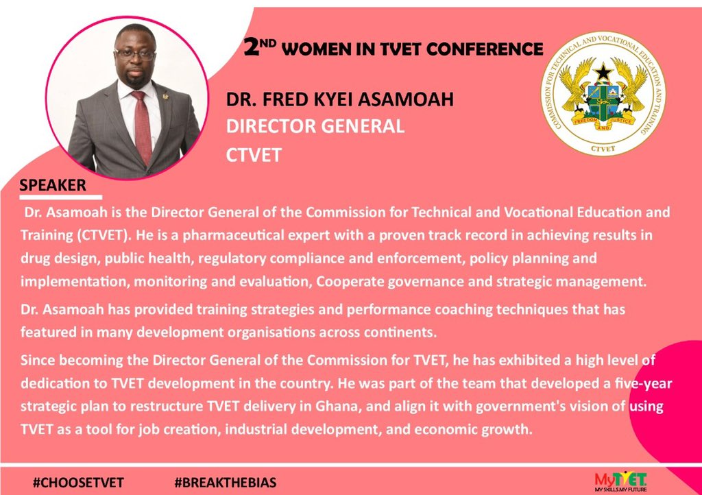12/12

<a href="/Wfcp2022/">WFCP 2022 World Congress</a> Congress 'TVET Excellence for All' breakout sessions proposals deadline was extended 15.march.2022.

<a href="/WFCPsecretariat/">WFCP Secretariat</a> 

<a href="/ctvetgh/">Commission for TVET Ghana</a> will be hosting it's second 2nd  women in #TVET conference on women's day.

<a href="/BoltechCollege/">Boltech Training Institute</a> <a href="/Anam_TEVTA/">Anam Abbas</a>