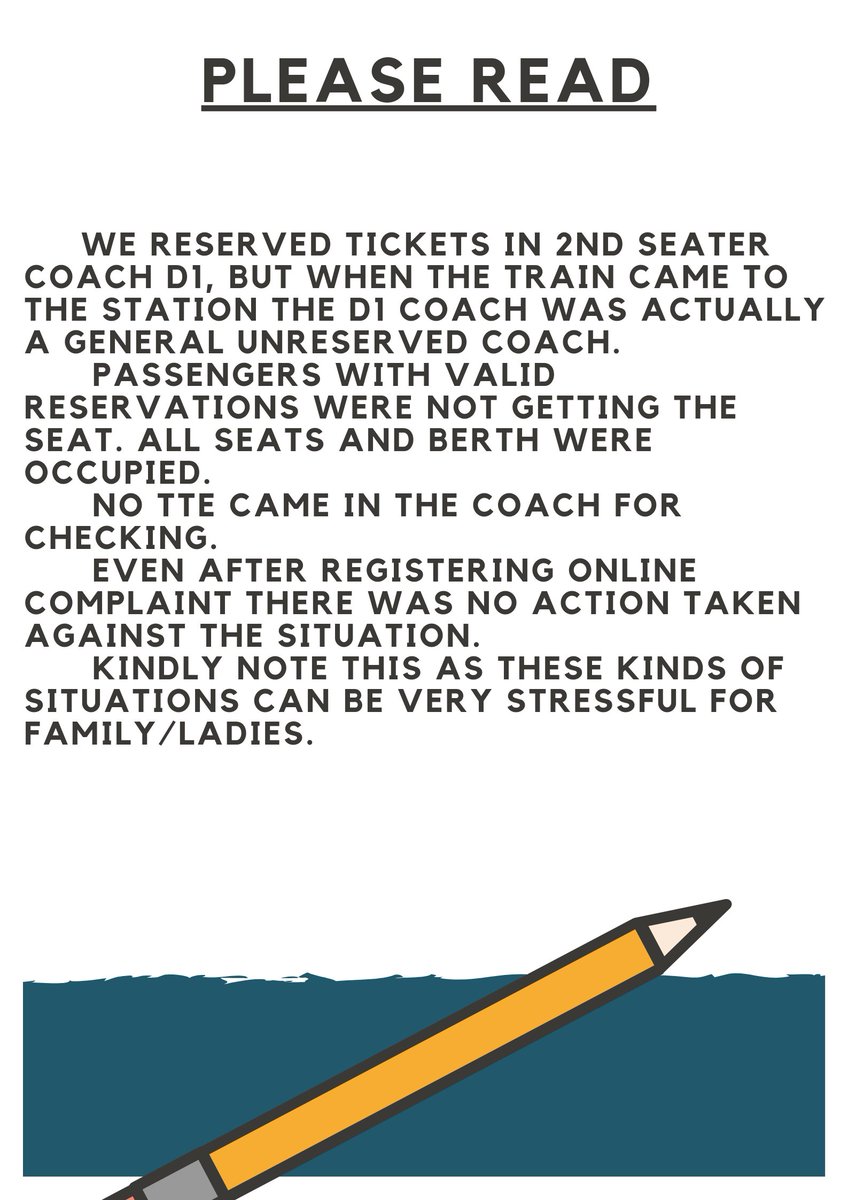 anujpawar96's tweet photo. The coach D1 was meant to be a 3*3 2nd seating coach while reservation, but when train came to the station the D1 coach was actual.. PFA for more about..
RailMadad Ref. No. 2022030403331
@RailMinIndia @AshwiniVaishnaw  @raosahebdanve @DarshanaJardosh  @Central_Railway @RailMadad https://t.co/kbWycfolwt