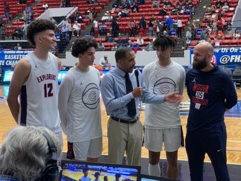 <a href="/ColumbusHS_Mia/">Columbus High School</a> <a href="/Miamihoopschool/">Andrew Moran</a> are 1 win away from their first ever <a href="/FHSAA/">FHSAA</a> Boys Basketball State Championship.

The trio of <a href="/NBA/">NBA</a> <a href="/DukeMBB/">Duke Men’s Basketball</a> <a href="/MisterCBooz/">Carlos Boozer</a> son's Cayden/Cameron Boozer &amp; Benny Fragela are on verge of school history!

<a href="/NFHSNetwork/">NFHS Network</a> 
#CourtsideReporter 
#ColorAnalyst
