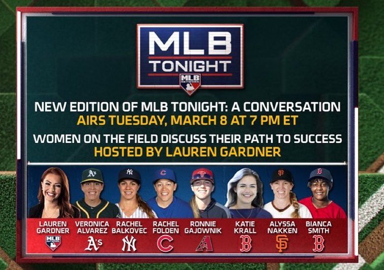 amygmultimedia's tweet photo. My recent trip to AZ was to interview @SFGiants Assistant Coach, Alyssa Nakken for this show airing March 8 at 7p et on @MLBNetwork. She and all the ladies on this show are blazing a new trail for females in baseball. Love to see it. https://t.co/gIh5lZM00C