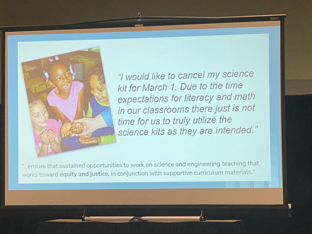 VogelWendi's tweet photo. The barriers of not teaching science K-5 are NOT on the Ts. This is a systematic issue. It must be a priority. Nancy Karre sharing the realities and the barriers and then offering up what children can do, not what they can’t. #MSTA2022 #BrillianceAndStrenghts @CerealCitySci https://t.co/v3i96CUSVI