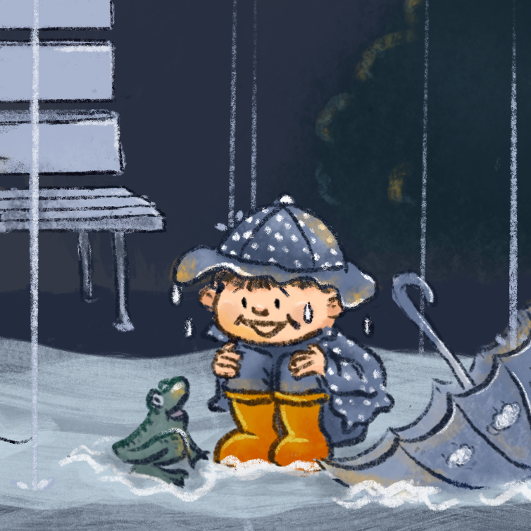 CayCreates's tweet image. At least the frogs are happy in the rain! A character from the spread I'm created for SVSLearn's Critique Arena Feb prompt.

#kidlit #kidlitart #rain #rainboots #frog #umbrella #westcoast #illustrator #procreate #digitalillustration #twitterart #cutefrog

cayleencreates.com/2022/03/04/ril…