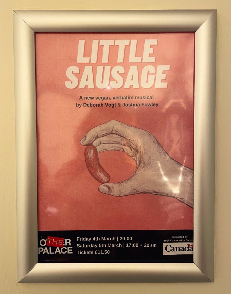 BekkiRichardson's tweet photo. Really enjoyed seeing @sausagemusical at @TheOtherPalace its current form tonight. 

Definitely a show I can’t wait to see grow and develop. Also features a song that describes perfectly how I felt about the launch of vegan sausage rolls https://t.co/BPWqzlf5Jq