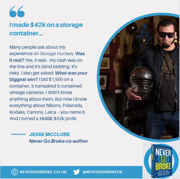 NeverGoBrokeUK's tweet photo. Storage Hunters: In Never Go Broke, @jessemcclure reveals all her learnt from the show - and how you can use that in everyday buying/selling life https://t.co/fqoaoggKec