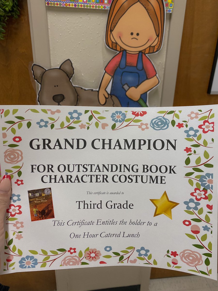 lysettemlara's tweet photo. Our 3rd grade novel study characters came to life at MVE 👩🏼‍🦰🐶📚 thank you @KateDiCamillo for your beautiful story that our students have fallen in love with 🤍 @vicc_diaz @NISDMeadowVill @NISD #ReadAcrossAmericaWeek #GreatnessGrowsHere https://t.co/R8jx3kVdxr