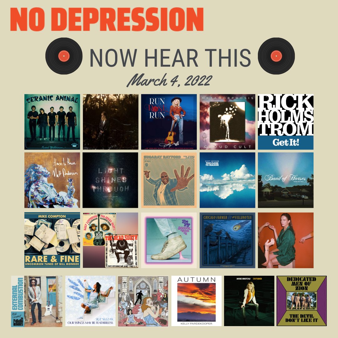 🦁 #NewMusicFriday 🦁

Featuring tagged + <a href="/DollyParton/">Dolly Parton</a> <a href="/CeramicAnimal/">Ceramic Animal</a> <a href="/TheWeatherStn/">The Weather Station</a> <a href="/CloudCult/">Cloud Cult</a> <a href="/lookoutholmes/">Rick Holmstrom</a> <a href="/matt_andersen/">Matt Andersen</a> <a href="/landonlloydm/">Landon Lloyd Miller</a> <a href="/SugarayRayford/">Sugaray Rayford</a> <a href="/_scottymetz_/">scott metzger</a>!

Album reviews: nodepression.com/album-reviews