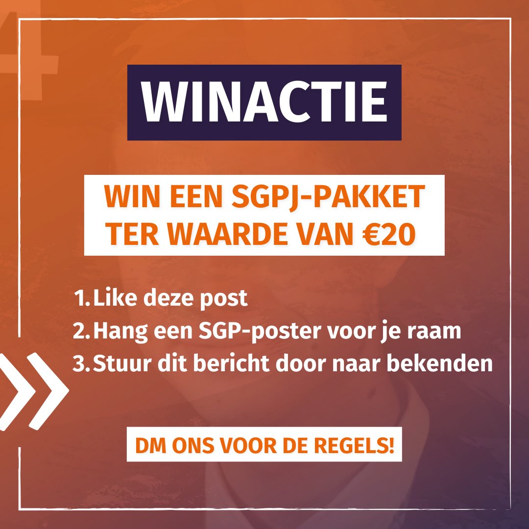Winactie! Hang een SGP-poster voor je raam en misschien ben jij wel de gelukkige winnaar van ons SGPJ-pakket t.w.v. 20 euro. Reageer hieronder of stuur ons een DM, dan komen wij de poster persoonlijk langs brengen. 18 maart wordt de winnaar bekendgemaakt.
