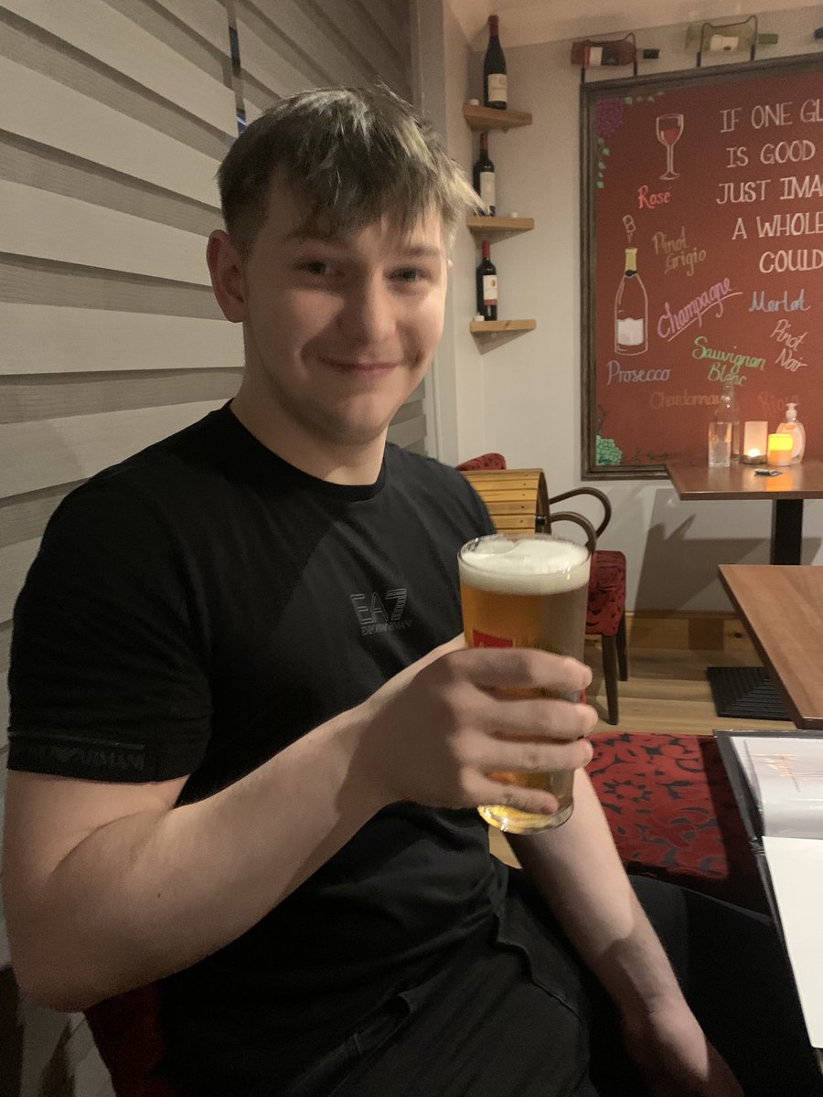 First pint, can’t believe he’s 18🎉🎉