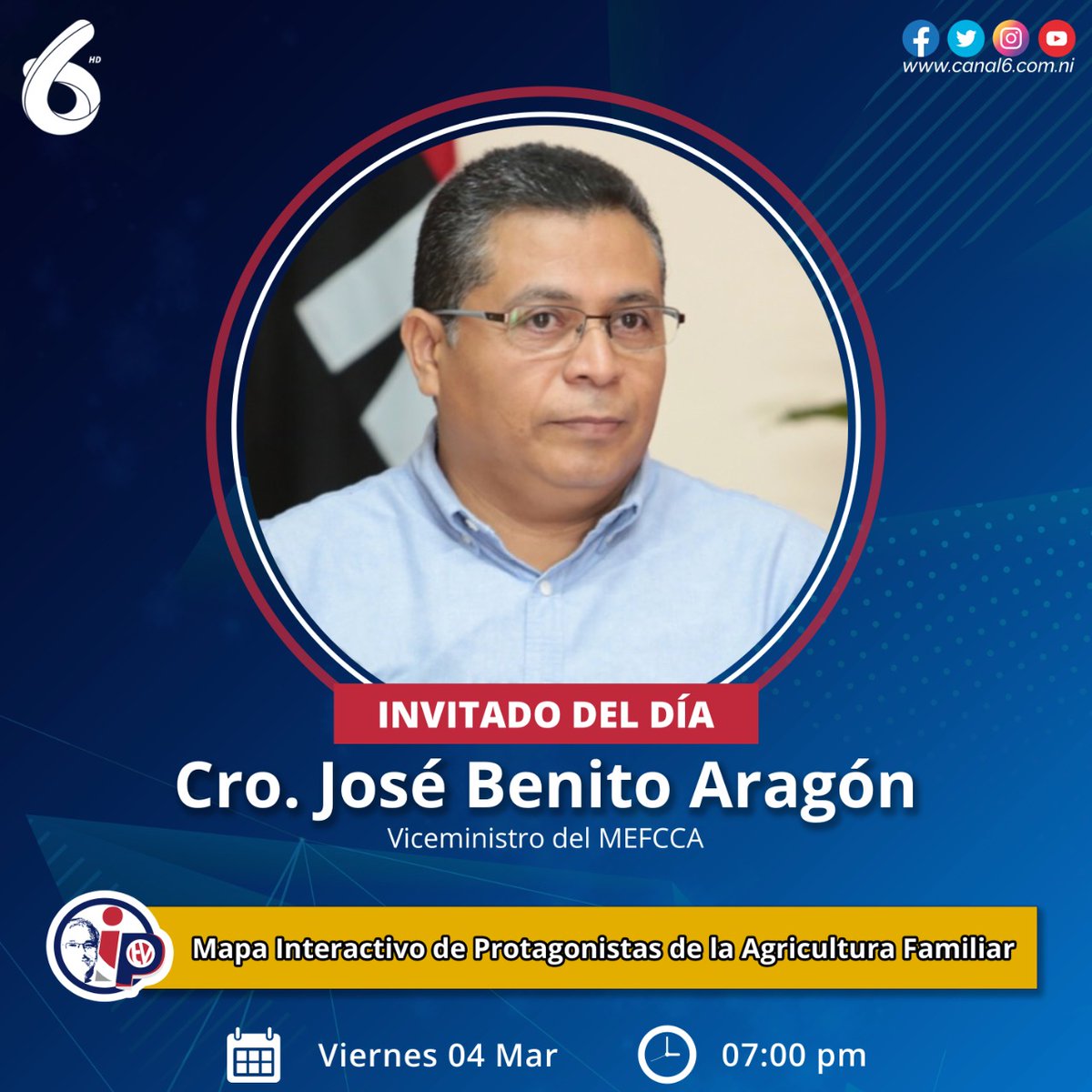 Canal6Nicaragua's tweet photo. En nuestro programa #InformePastranTv, nos estará acompañando el Viceministro del MEFCCA, Cro. José Benito Aragón. 
https://t.co/BDmqWjBjEo https://t.co/GKoi2HSn4R